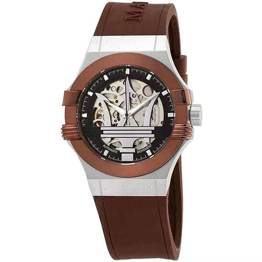 Msrati Automatic Mens Watch "Skeleton" (Brown)